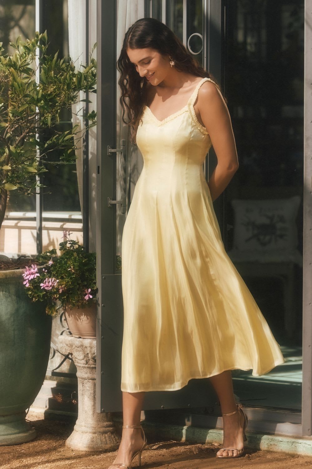 Pale Yellow Satin Slip Dress with A-Line Silhouette — Easter Dresses 2027