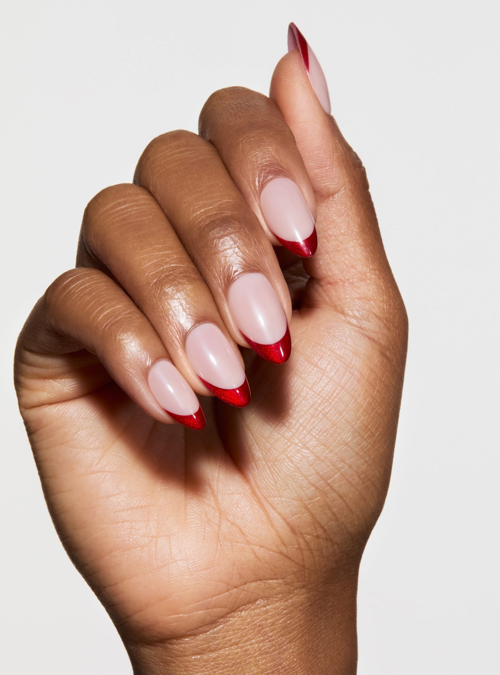 Festive Red Glitter Outline Almonds — Almond Nails 2027