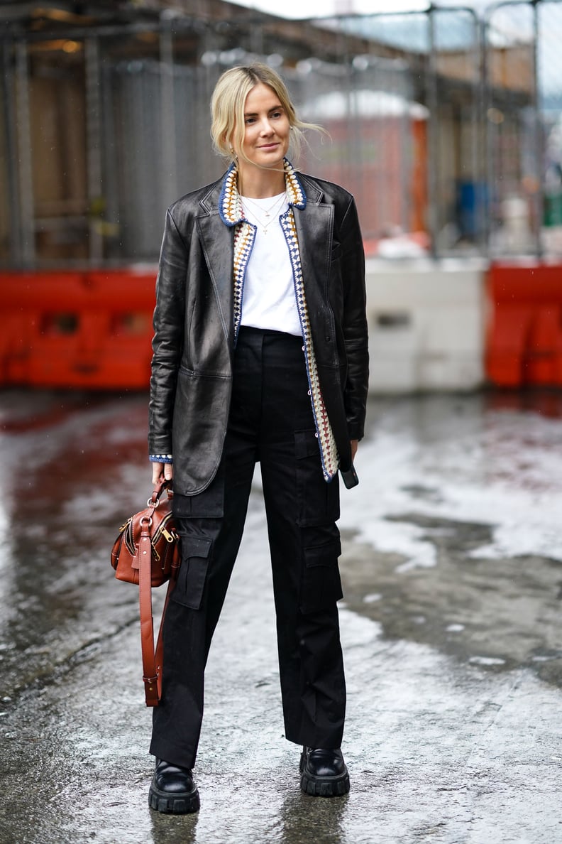 Tailored Black Cargo Pants with Leather Blazer and Platforms Tailored Black Cargo Pants with Leather Blazer and Platforms — Cargo Pants Outfits 2027