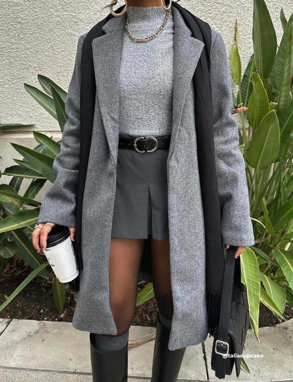 Monochromatic Grey Ensemble with Scarf Accent — Layered Winter Outfits 2027