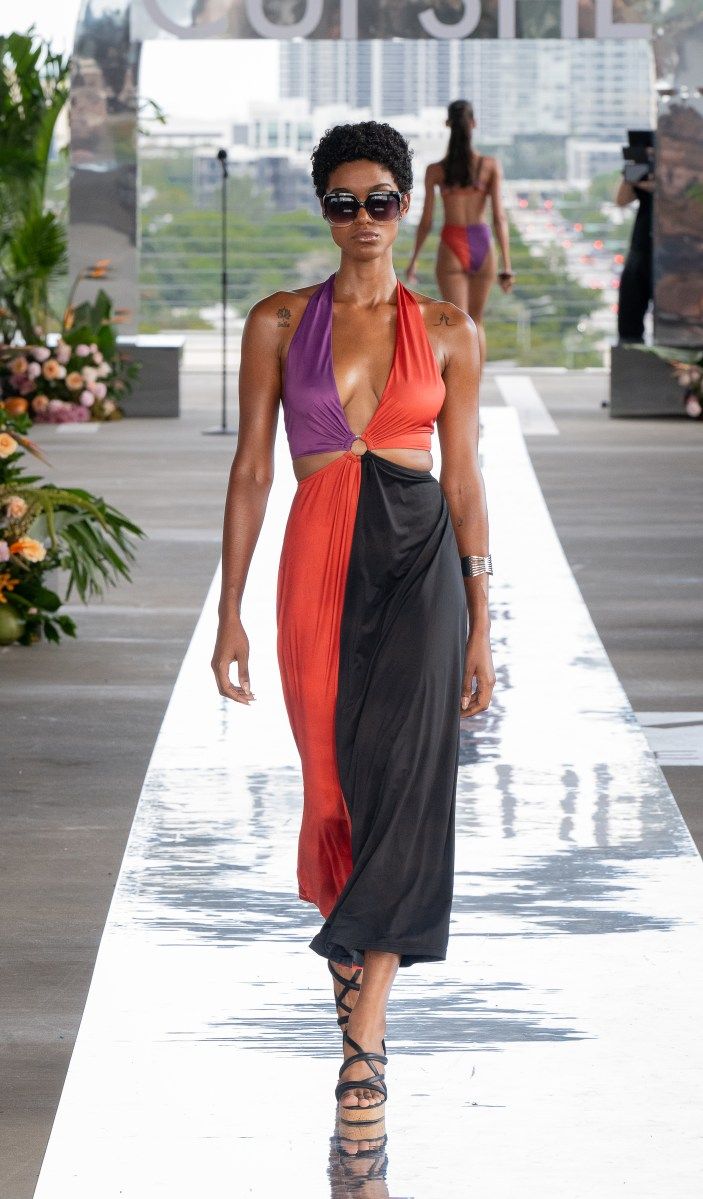 Color-Blocked Halter Dress with Cut-outs for Runway Style Color-Blocked Halter Dress with Cut-outs for Runway Style — Miami Outfits 2027