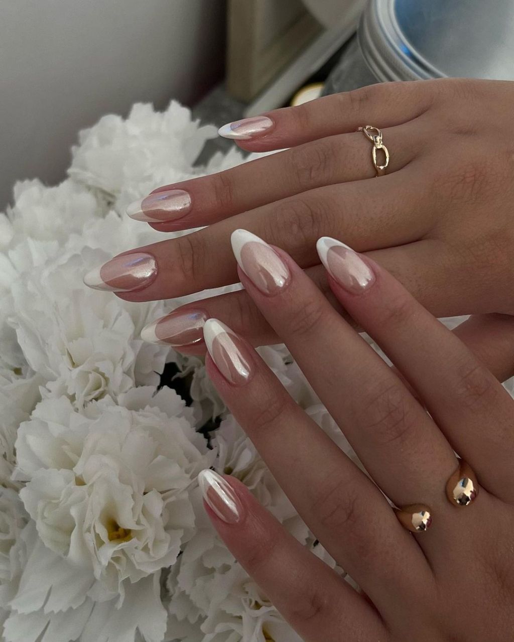 Pearlescent Sheer Pink French Nails Pearlescent Sheer Pink French Nails — Classy Wedding Nails 2027