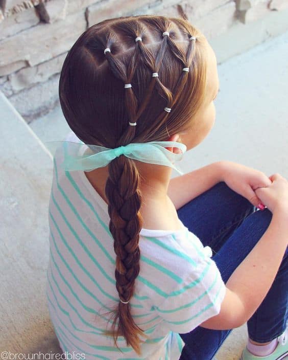 Dark Brown Braided Updo With Ribbon Dark Brown Braided Updo With Ribbon — Little Girl Hairstyles 2027