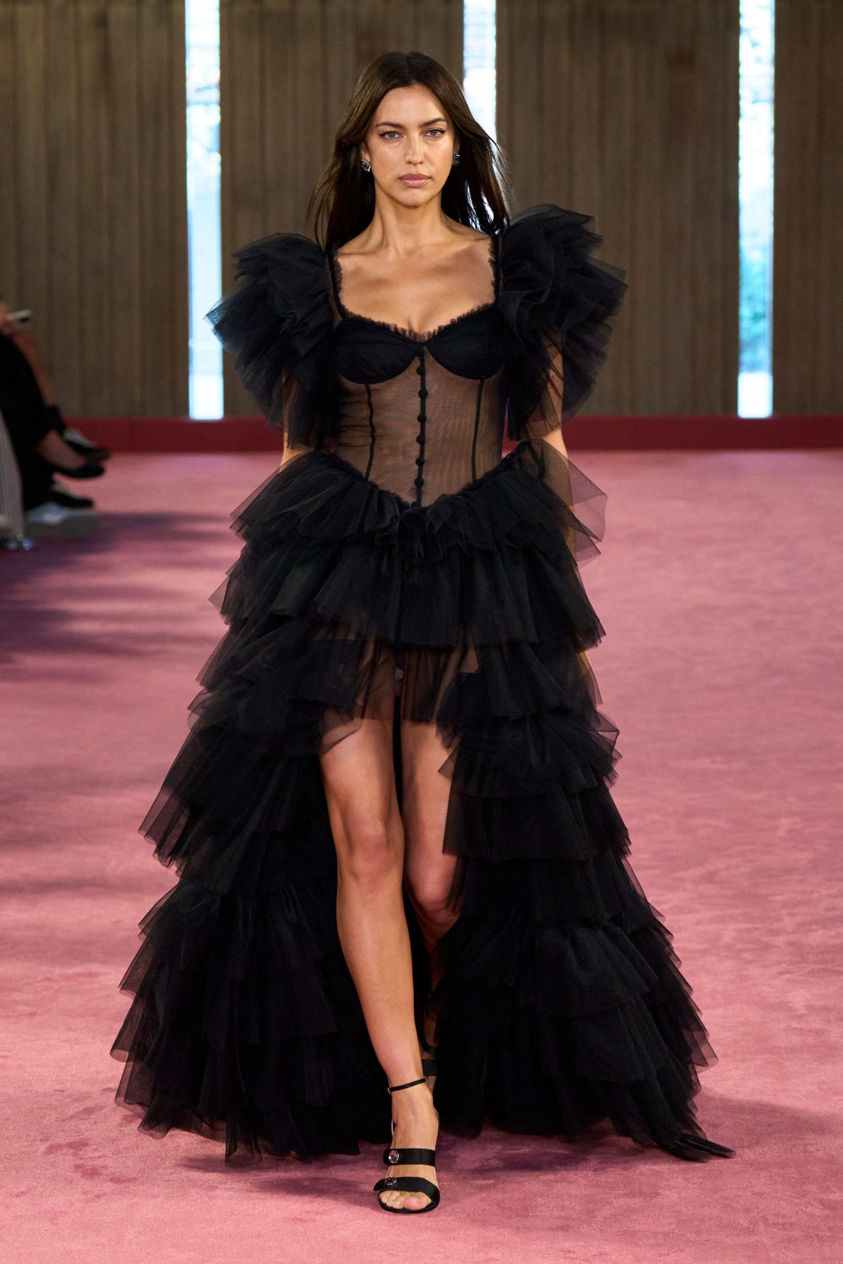 Dramatic Black Tulle Gown with Voluminous Ruffled Skirt Dramatic Black Tulle Gown with Voluminous Ruffled Skirt — Ruffle Dresses 2027
