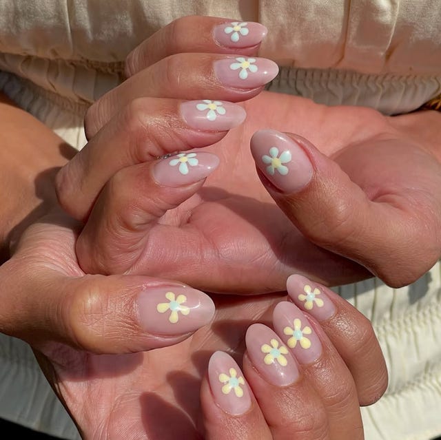 Stylized Pastel Floral Oval Nails Stylized Pastel Floral Oval Nails — Spring Acrylic Nails 2027