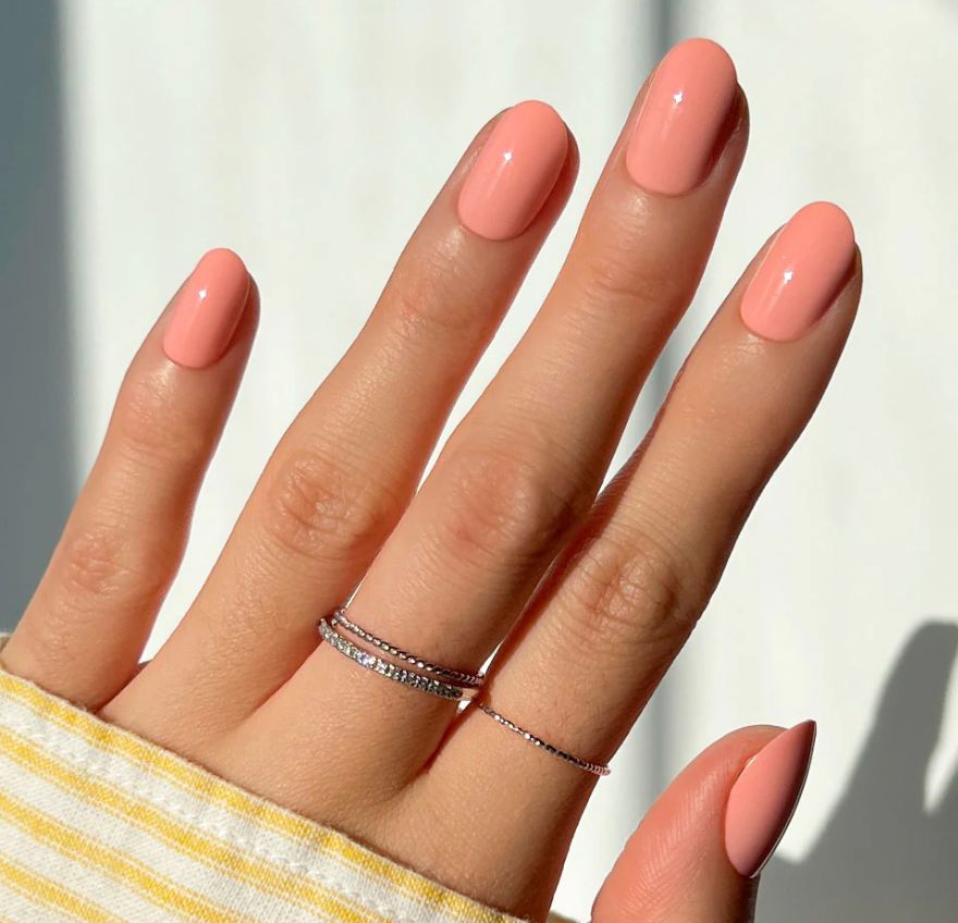 Versatile Solid Peach Oval Nails — Peach Nails 2027 for Pale Skin