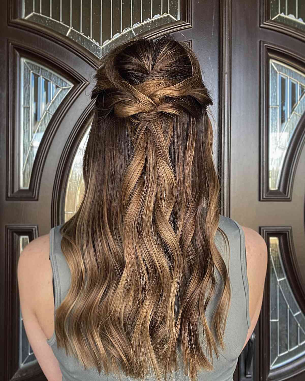 Half-Up With A Twisted Knot Visual Idea — Graduation Hairstyles 2027 for Medium Hair