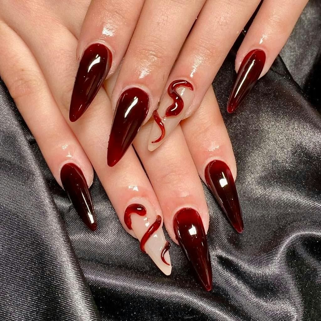Stylized Snake Motif On Each Nail Visual Idea Stylized Snake Motif On Each Nail Visual Idea — Snake Print Nails 2027