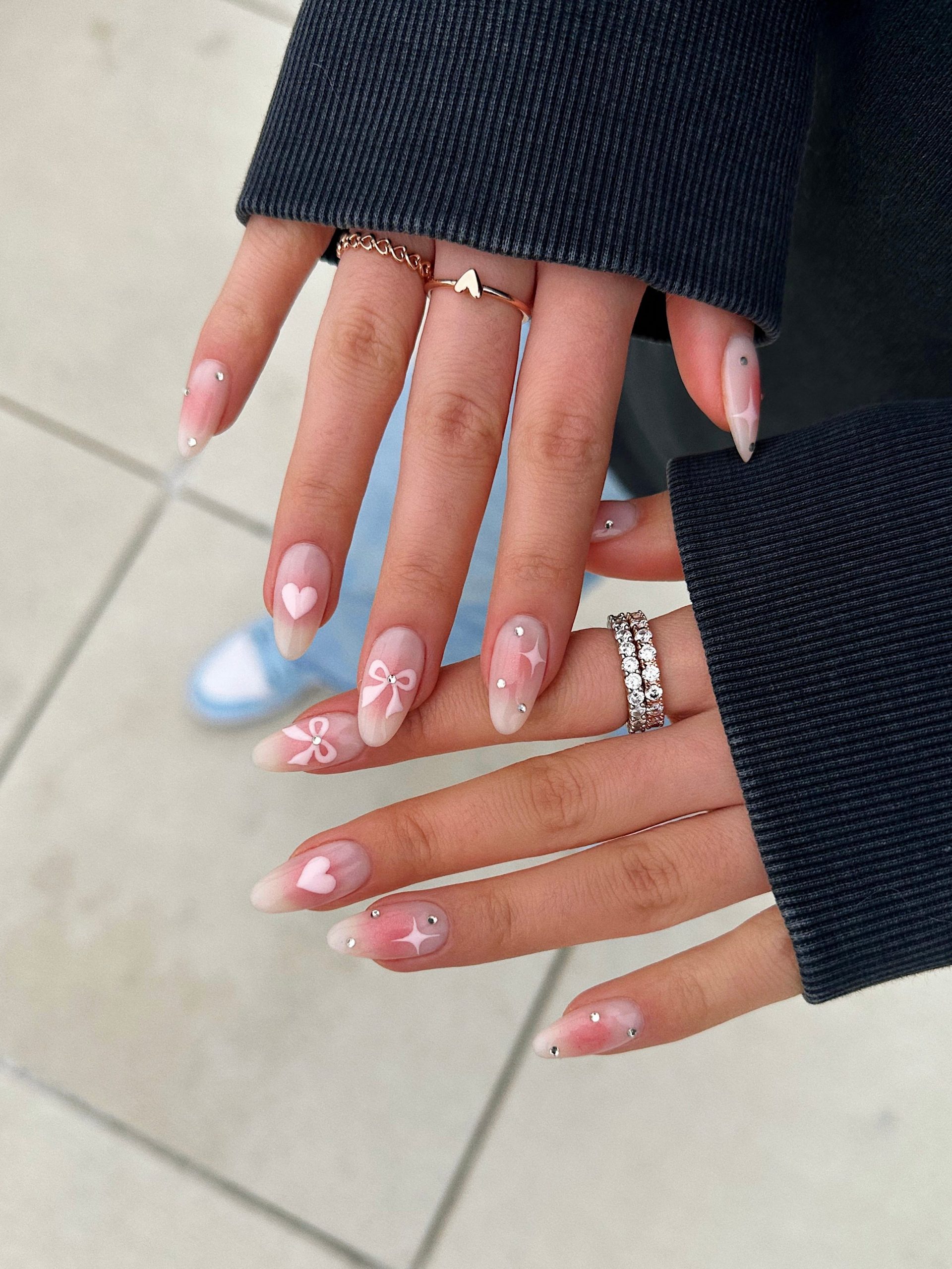 Pink Bow & Heart Accent Nails — Cozy Winter Nails 2027