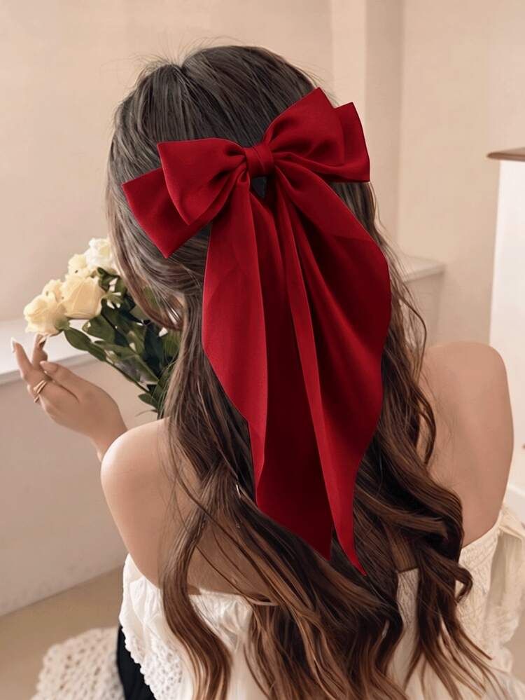 Half-Up Waves With Red Satin Bow — Big Bow Hairstyles 2027