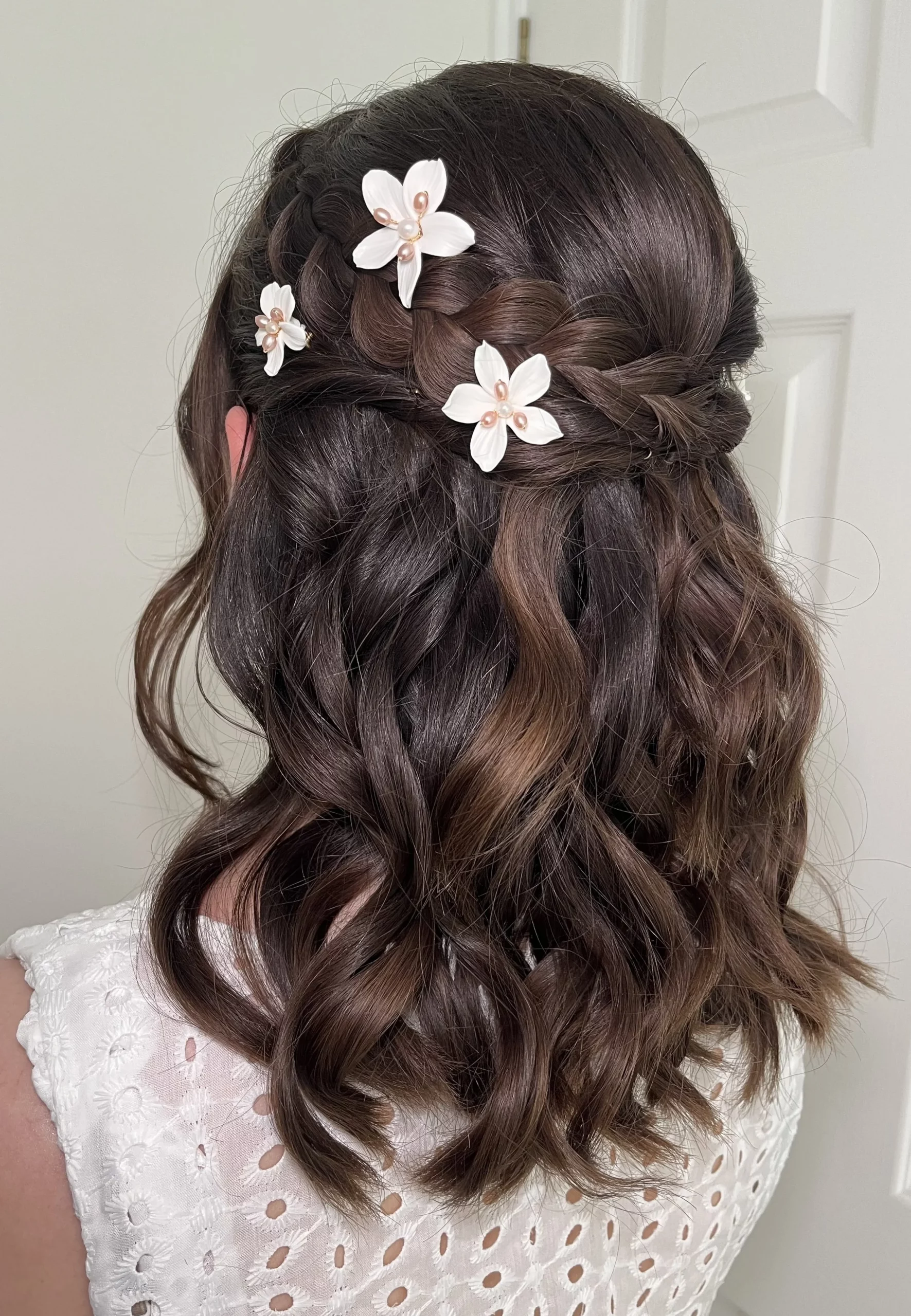 Braided Crown With Floral Accents — Half Up Half Down 2027