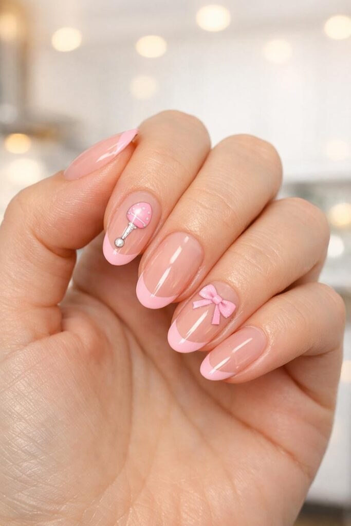 Matte Pink Bow Nude French Matte Pink Bow Nude French — Small Bow Nails 2027