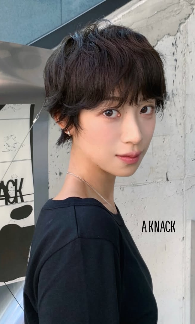 Airy Dark Brown Pixie with Forward Bangs Airy Dark Brown Pixie with Forward Bangs — Pixie 2027 with Bangs