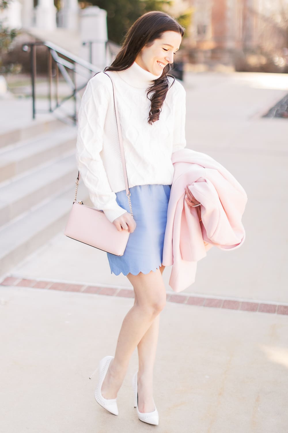 Cable-Knit Sweater and Scalloped Skirt: Sweet Preppy Combination Cable-Knit Sweater and Scalloped Skirt: Sweet Preppy Combination — Preppy Spring Outfits 2027
