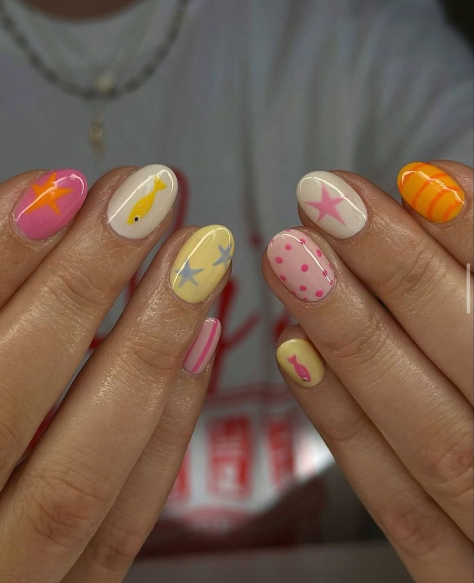 Playful Sea-Themed Oval Nails Playful Sea-Themed Oval Nails — Summer Nails 2027