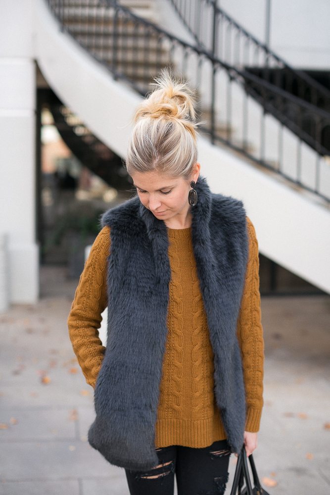 Faux Fur Vest Layered Over Knit: Casual New Year's Eve Warmth Faux Fur Vest Layered Over Knit: Casual New Year's Eve Warmth — Casual New Years Eve Outfits 2027