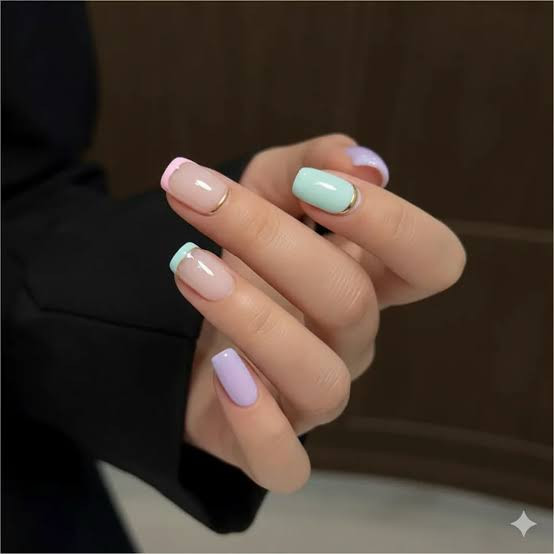 Mixed Pastel French Tips and Solids Mixed Pastel French Tips and Solids — French Tip Nails 2027 for Short Nail Beds