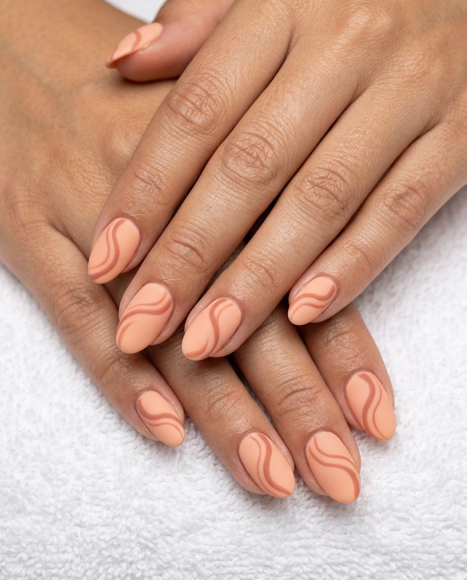 Matte Peach Swirl Lines Matte Peach Swirl Lines — Line Art Nails 2027