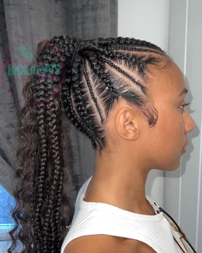 Black Braided Ponytail With Sharp Patterns Black Braided Ponytail With Sharp Patterns — Braided Ponytail 2027