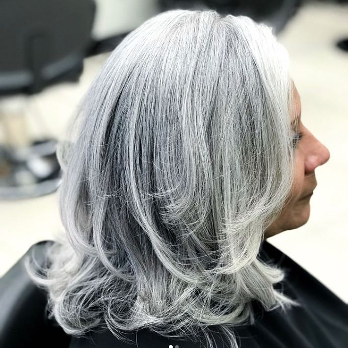 Layered Silver Bob With Darker Roots — Silver Hair 2027