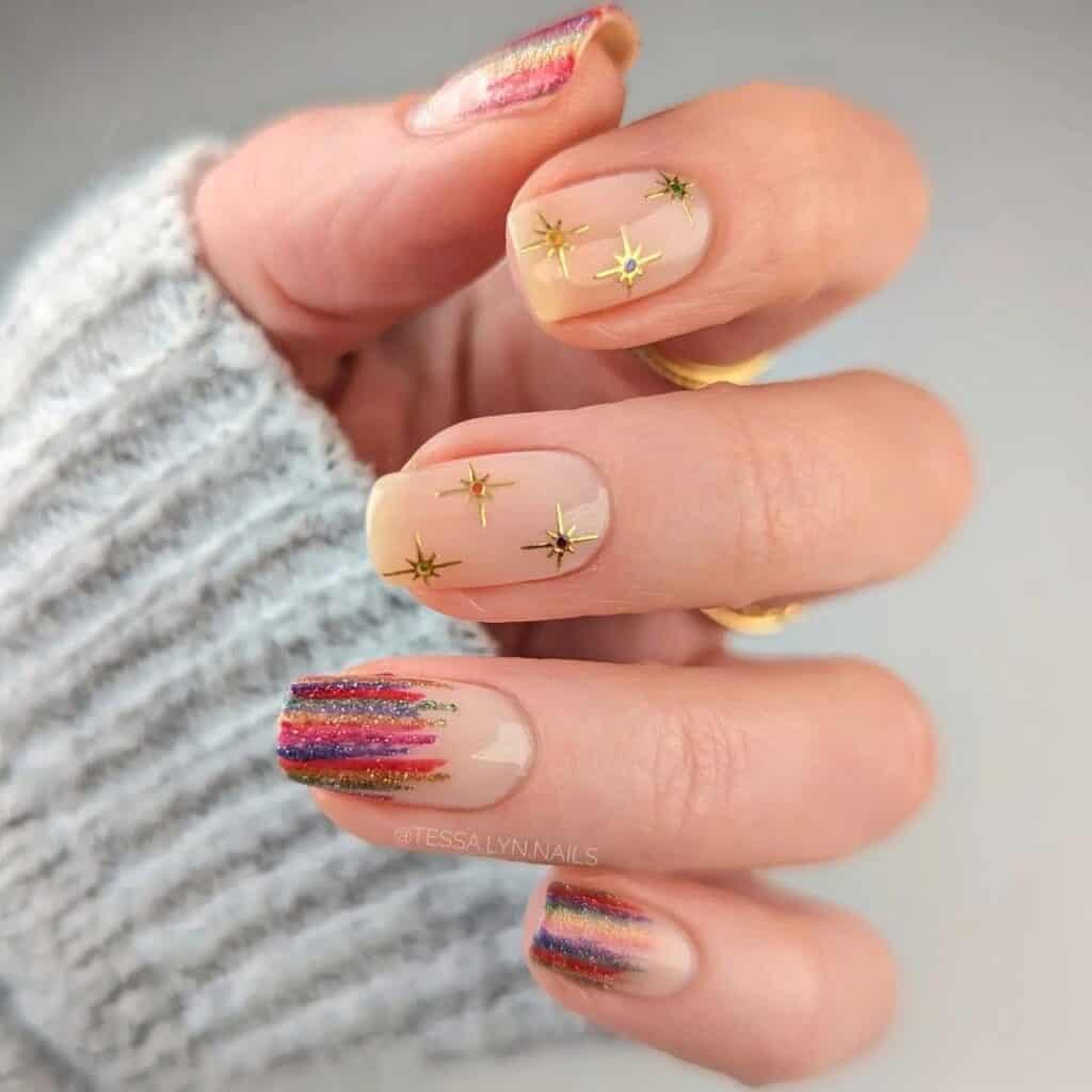 Visual Idea — Medium Square Nails With A Nude Base Visual Idea — Medium Square Nails With A Nude Base — New Years Eve Nails 2027