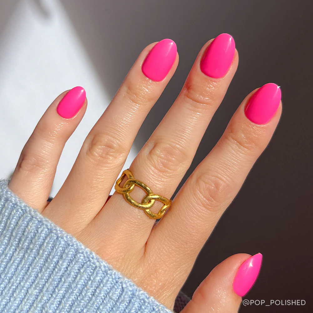 Vibrant Hot Pink Medium Oval Nails Vibrant Hot Pink Medium Oval Nails — Date Night Nails 2027