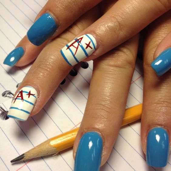 Medium Blue And Solid White Visual Idea Medium Blue And Solid White Visual Idea — Teacher Nails 2027