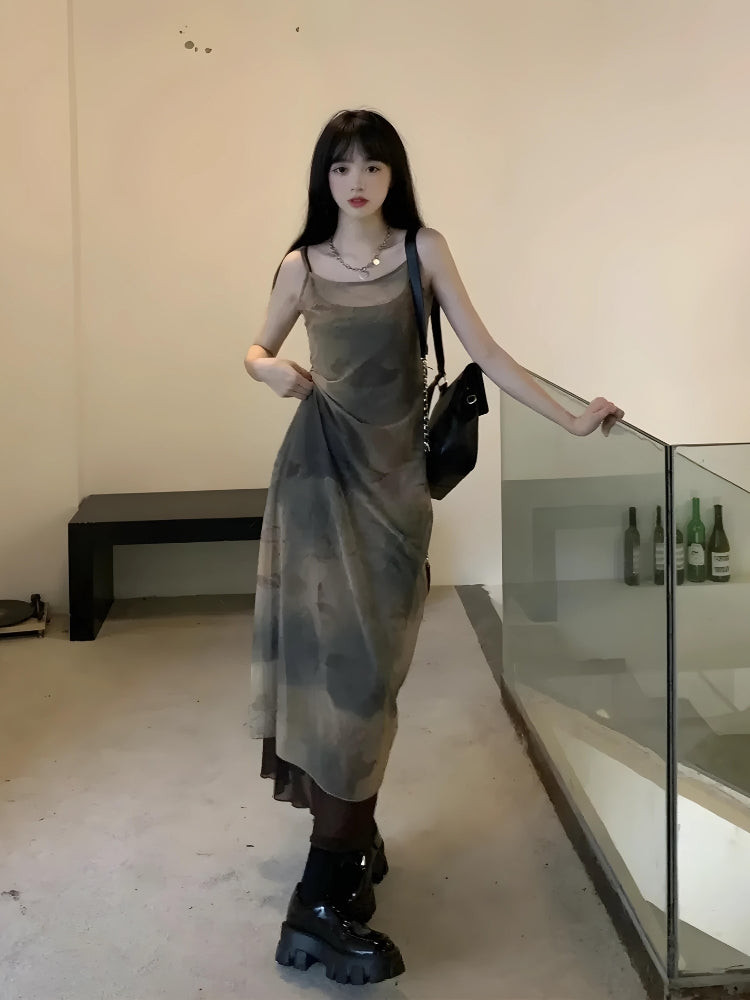 Ethereal Layers: Sheer Tie-Dye Dress with Chunky Boots Ethereal Layers: Sheer Tie-Dye Dress with Chunky Boots — Fairy Grunge Outfits 2027
