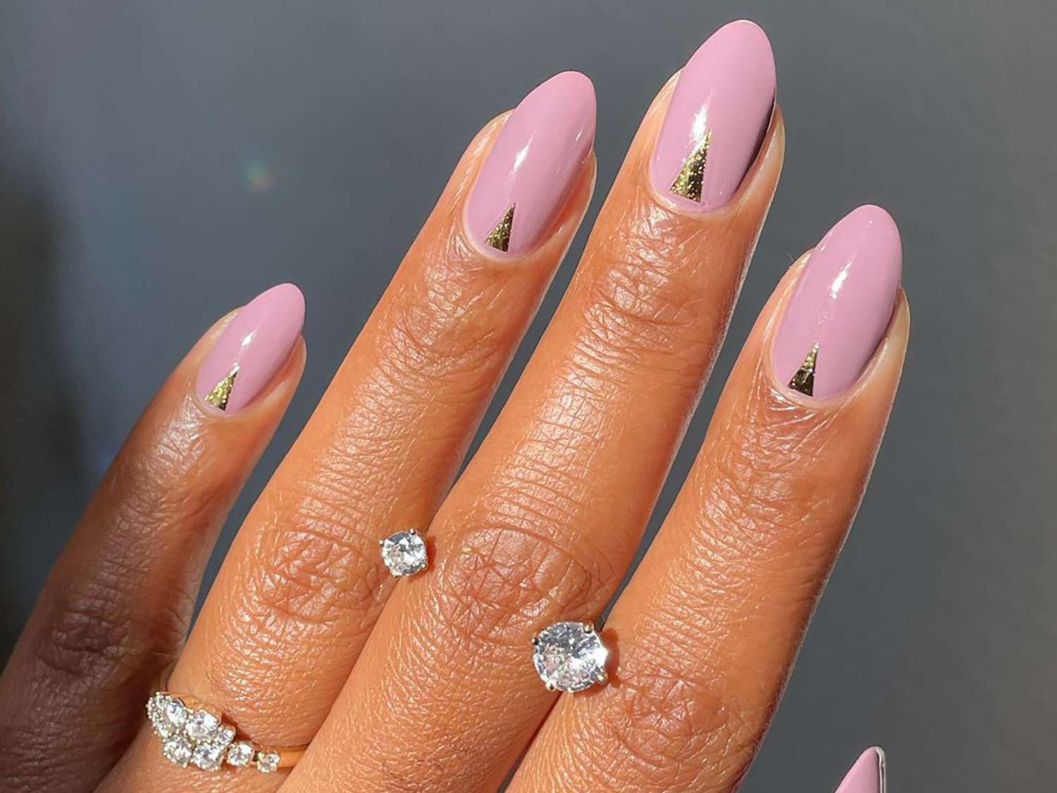 Gold Triangle Accents On All Nails Visual Idea Gold Triangle Accents On All Nails Visual Idea — Mauve Nails 2027