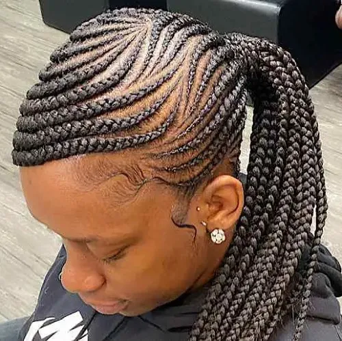 Ash Blonde High Ponytail With Chunky Braid Ash Blonde High Ponytail With Chunky Braid — Braided Ponytail 2027