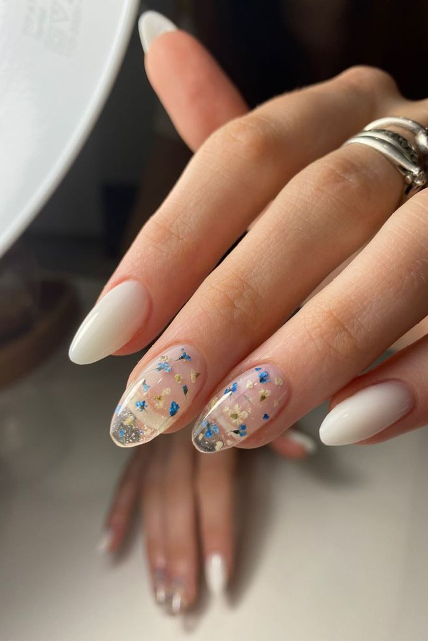 Pressed Flower and Glitter Nails Pressed Flower and Glitter Nails — Classy Wedding Nails 2027