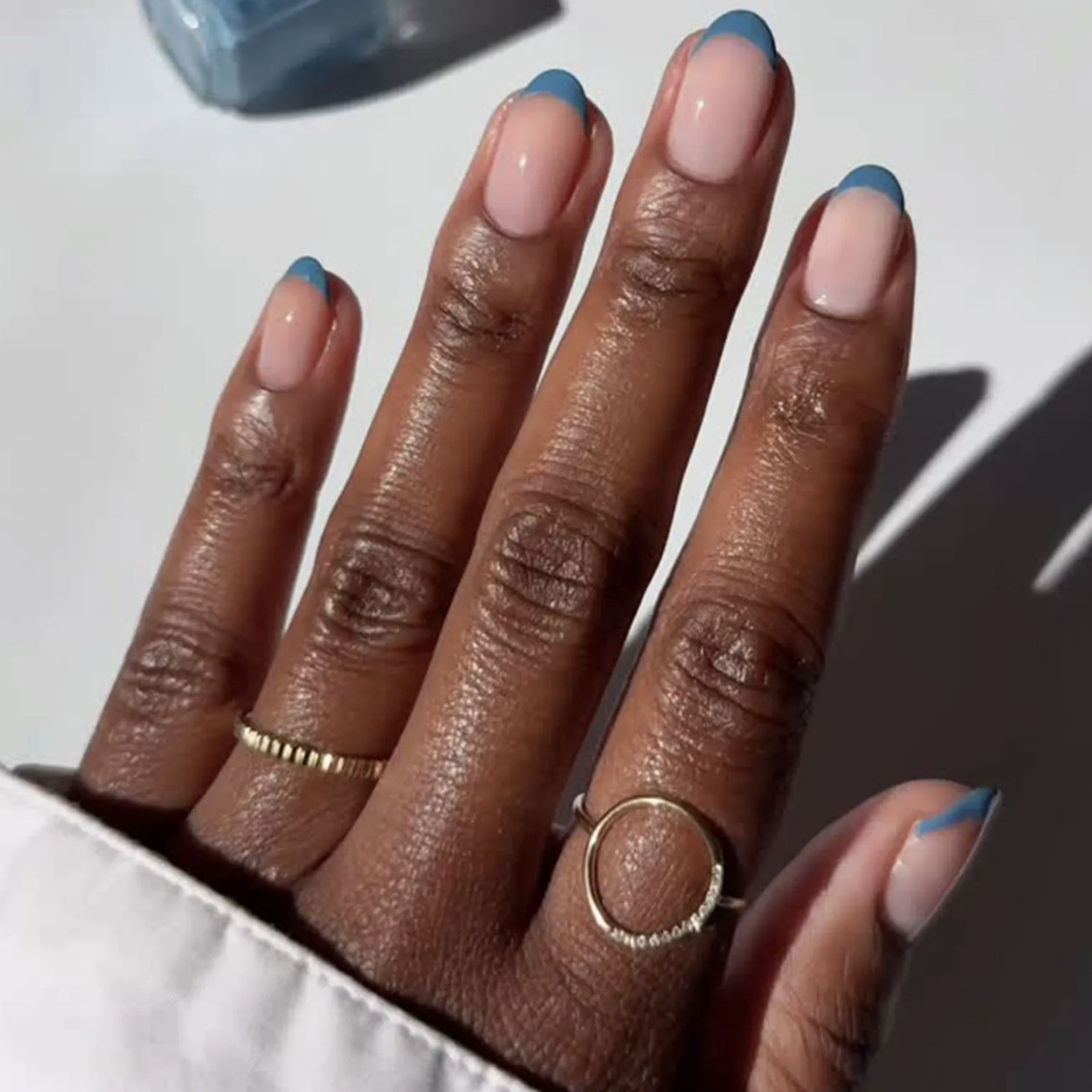 Muted Blue French Tips Muted Blue French Tips — French Tip Nails 2027 for Short Fingers