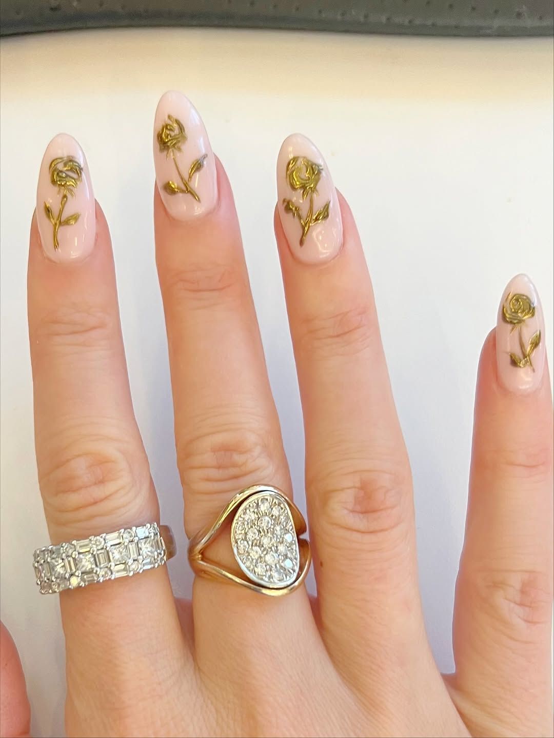 Gold Rose Decals on Pale Pink Gold Rose Decals on Pale Pink — Gold Birthday Nails 2027