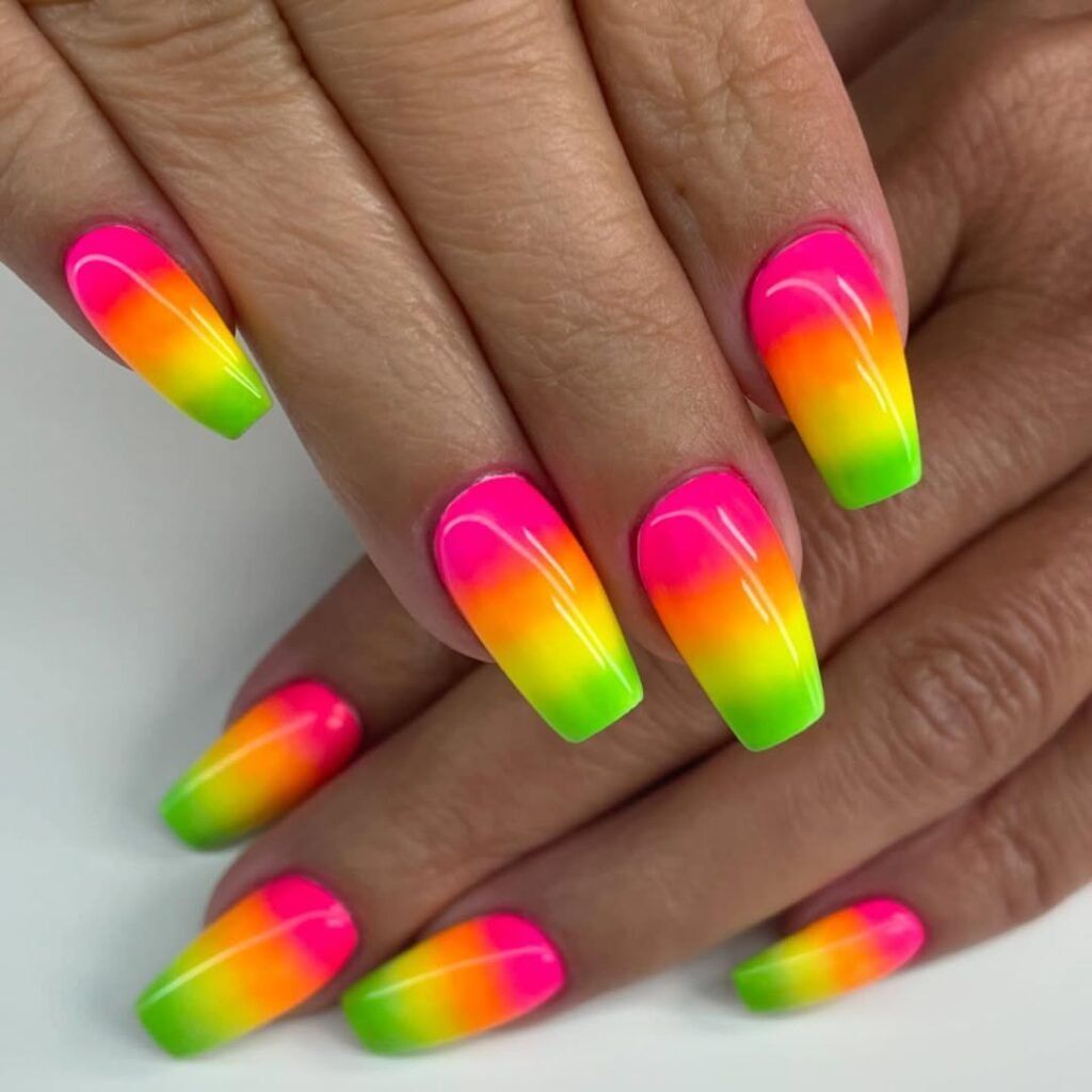 27 *Vibrant* Neon Colors Ombre Nails That Pop on Every Skin Tone - NailQuirk