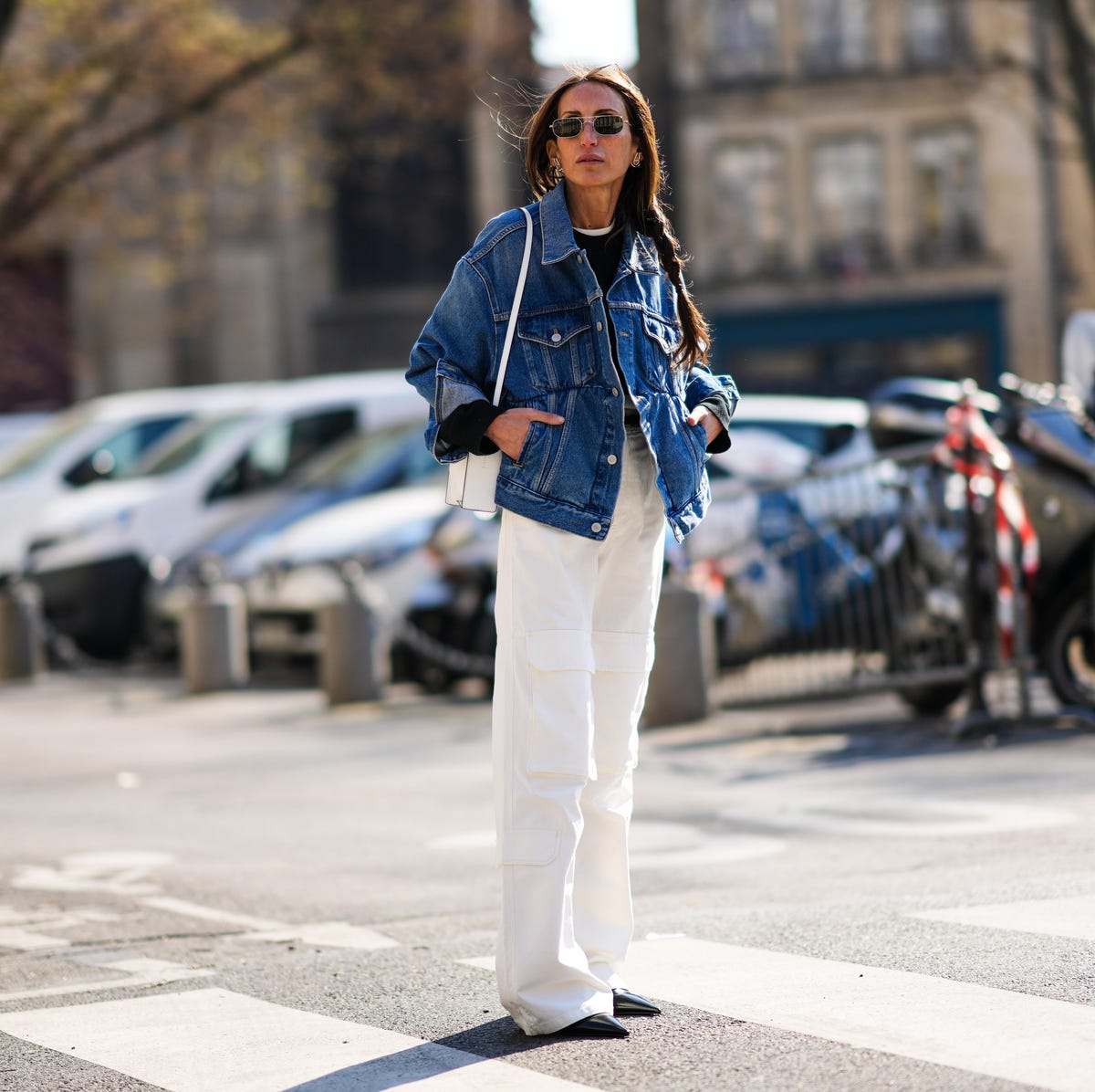 Oversized Blue Denim Jacket with Cargo Pants and Loafers — Denim Jackets 2027