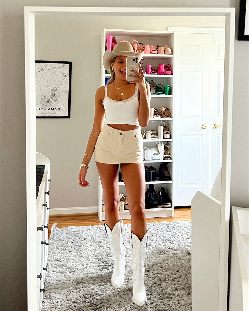 White Lace-Trimmed Camisole and Cowboy Boots — Concert Outfits 2027