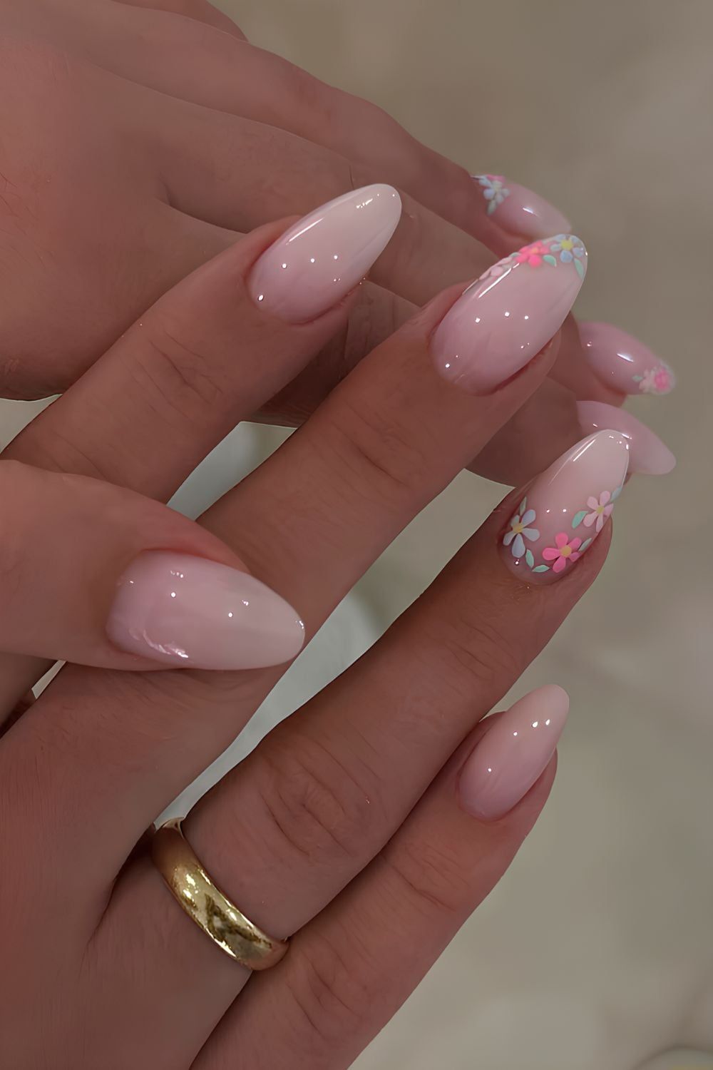Small Pastel Flowers On Accent Nails Visual Idea Small Pastel Flowers On Accent Nails Visual Idea — Long Floral Nails 2027