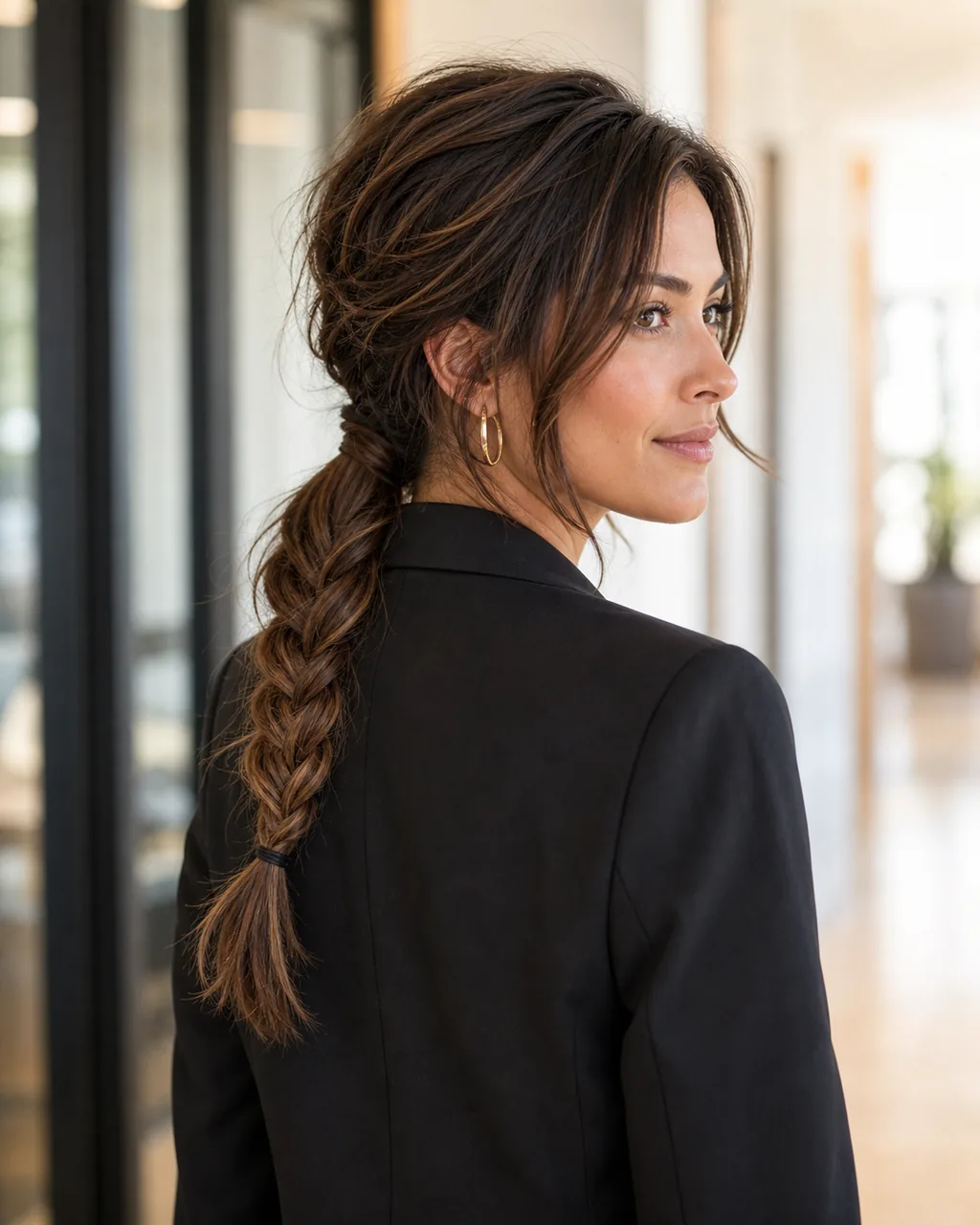 Mid-Back Fishtail Braid with Caramel Highlights Mid-Back Fishtail Braid with Caramel Highlights — Office Hairstyles 2027