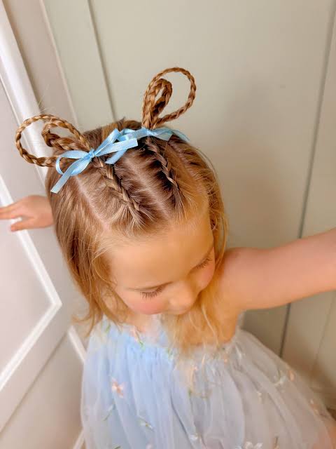 Brown Dutch Braids with Colorful Elastics Brown Dutch Braids with Colorful Elastics — Easter Hairstyles 2027