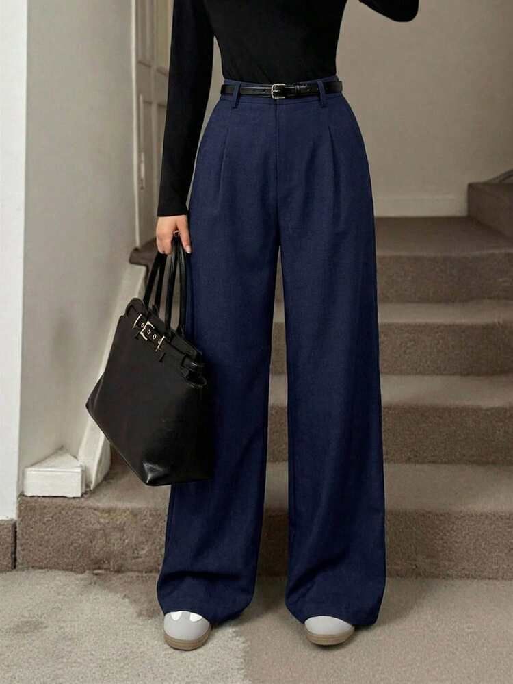 Work Business Casual Outfit Idea Work Business Casual Outfit Idea — Navy Blue Pleated Pants Outfits 2027