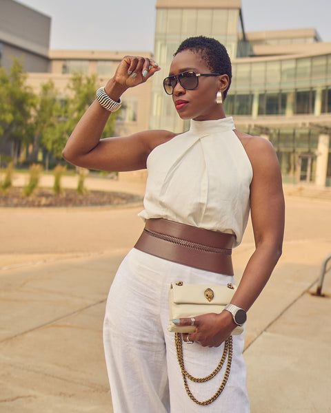 Ivory Halter Top with White Linen Trousers Ivory Halter Top with White Linen Trousers — Summer Everyday Outfits 2027