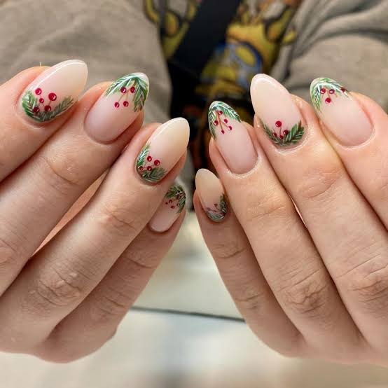 Glossy Glitter Neutral Snowflake Glitter Gradient Oval Nails Glossy Glitter Neutral Snowflake Glitter Gradient Oval Nails — Neutral Christmas Nails 2026