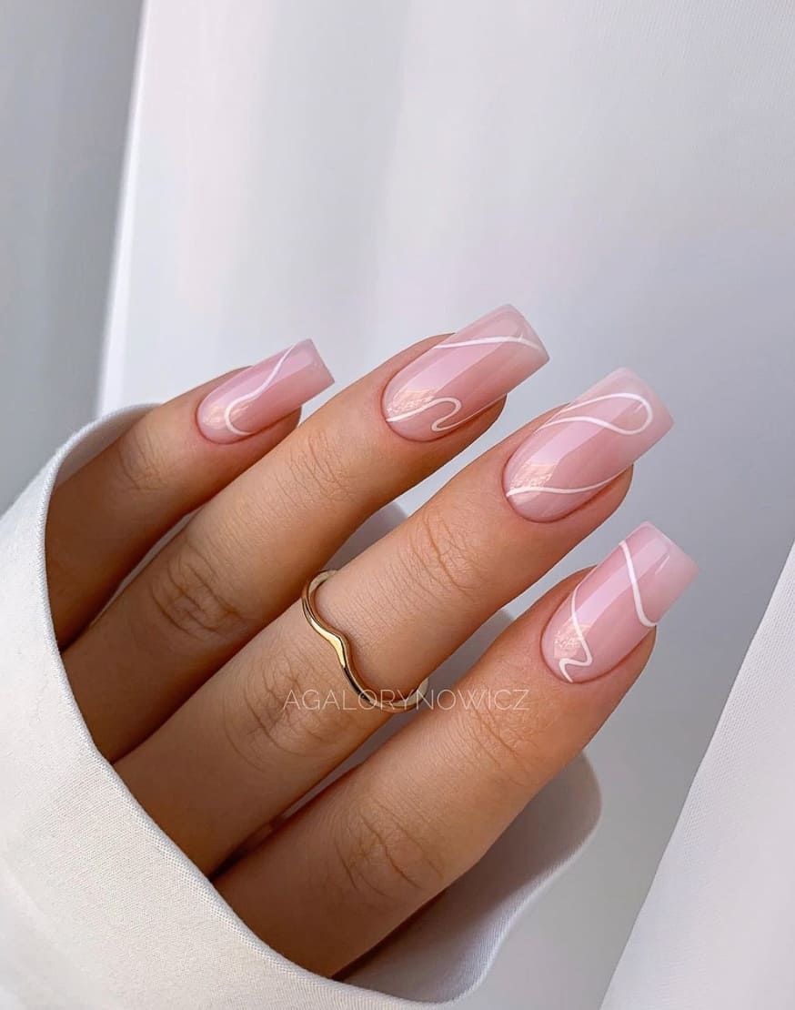 Thin White Swirl Lines On Accent Nails Visual Idea Thin White Swirl Lines On Accent Nails Visual Idea — Thin Line Nails 2027