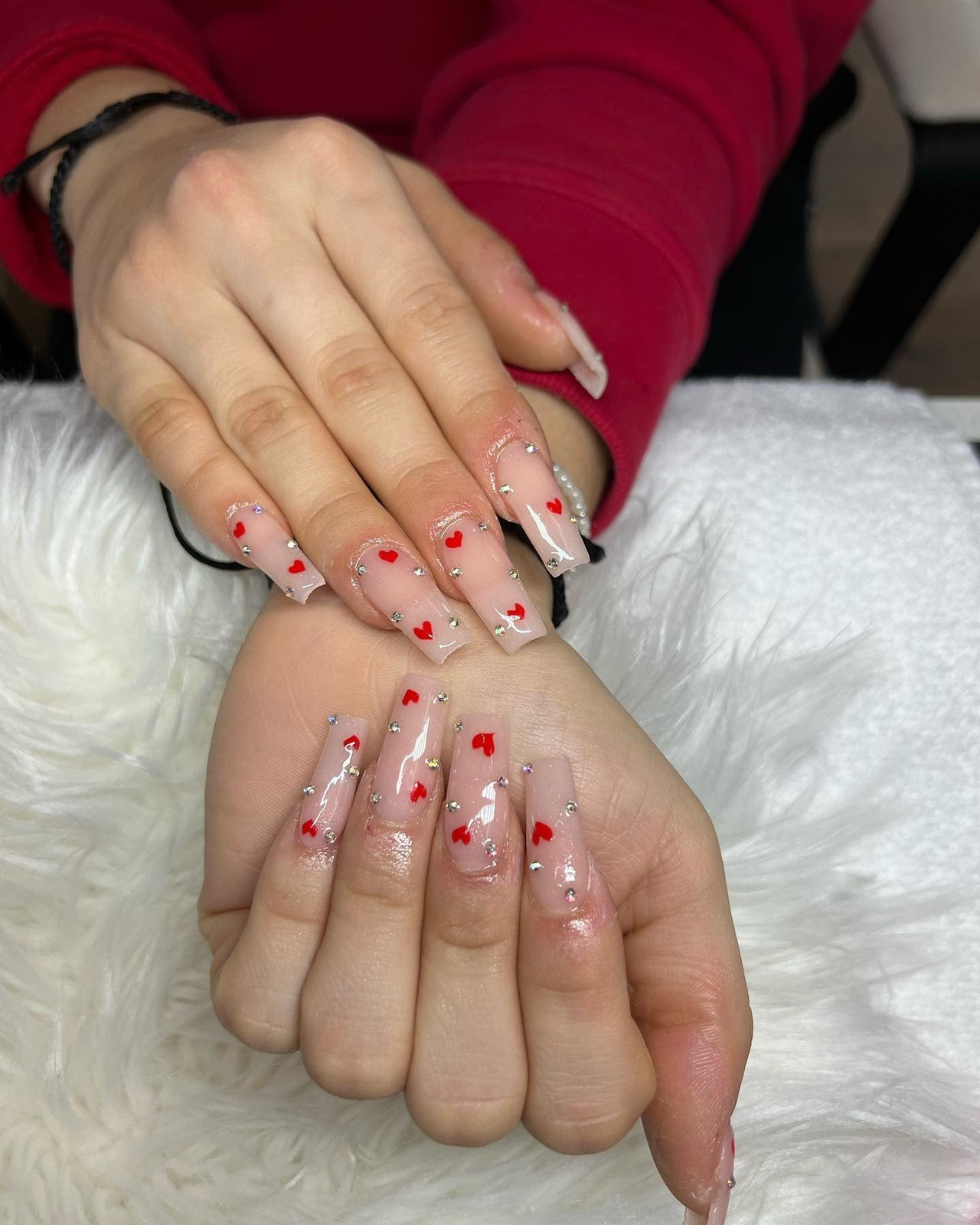 Long Coffin Pink Red Heart Rhinestone Nails Long Coffin Pink Red Heart Rhinestone Nails — Short Heart Coffin Nails 2027