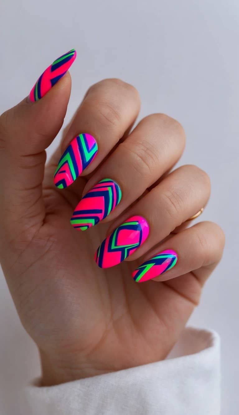 Geometric Chevron Pattern Visual Idea Geometric Chevron Pattern Visual Idea — Neon Acrylic Nails 2027