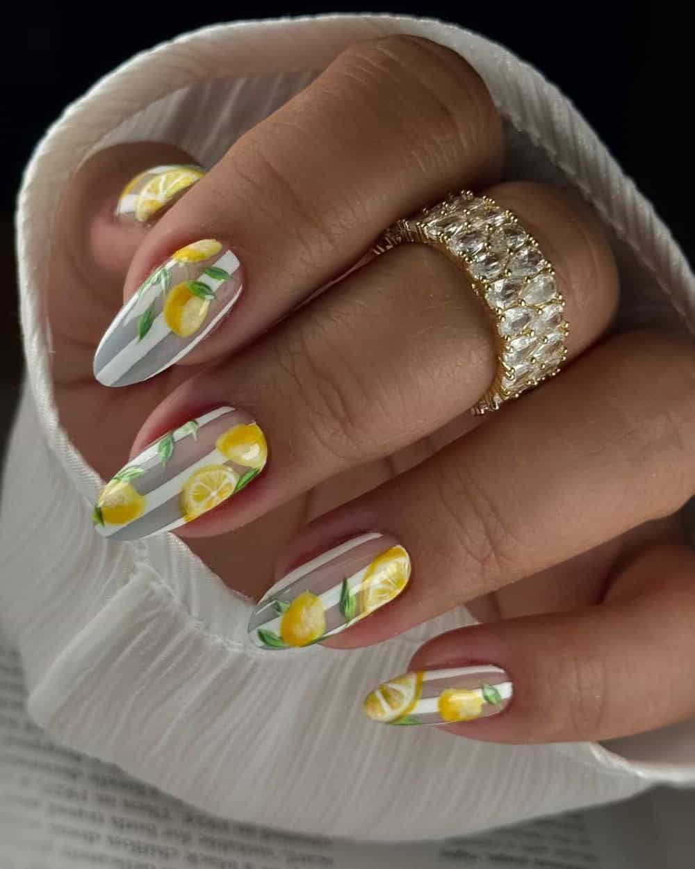 Lemon Slices And Leaves On All Nails Visual Idea Lemon Slices And Leaves On All Nails Visual Idea — Lemon Nails 2027