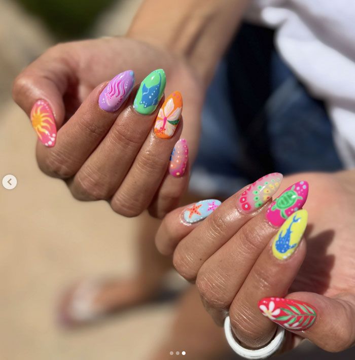 Vibrant Tropical Motif Long Nails Vibrant Tropical Motif Long Nails — Miami Nails 2027