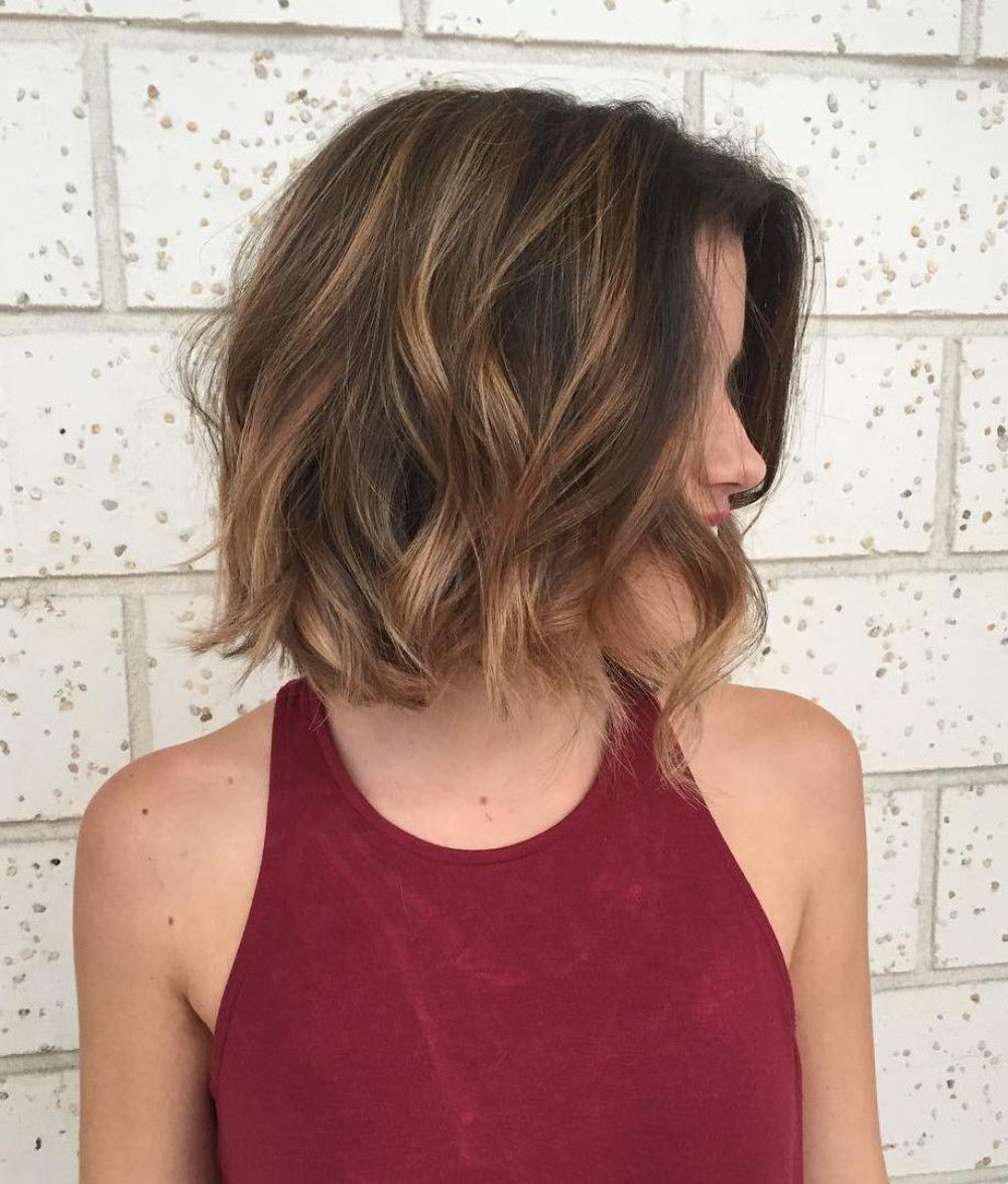 Dark Brown With Caramel Highlights Visual Idea — Wavy Bob 2027