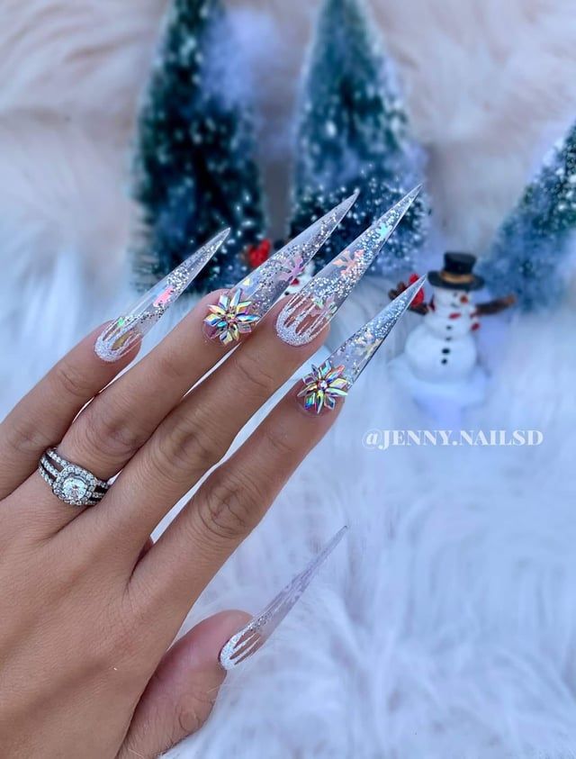 Detailed Hand-Painted Art Visual Idea Detailed Hand-Painted Art Visual Idea — Christmas Acrylic Nails 2026