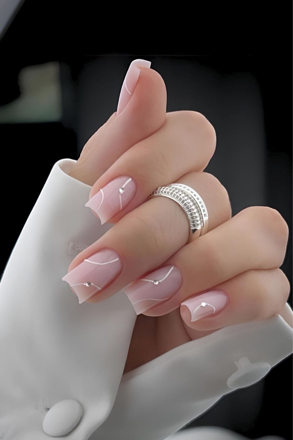 Short Square Pink French With Dots Short Square Pink French With Dots — Simple Graduation Nails 2027